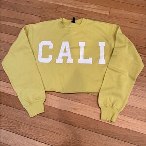 WILD FABLE Cropped 'CALI' Crewneck Sweatshirt - Yellow